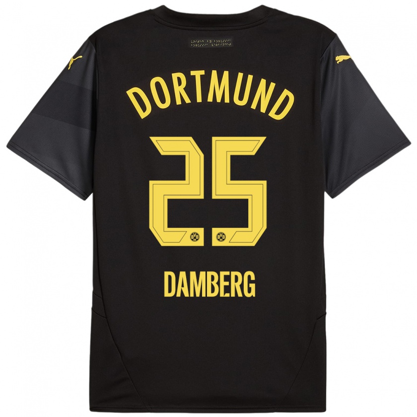 Kandiny Kinder Niclas Damberg #25 Schwarz Gelb Auswärtstrikot Trikot 2024/25 T-Shirt