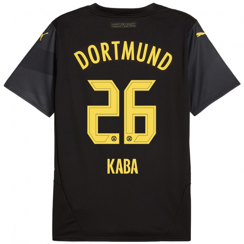 Kandiny Kinder Mussa Kaba #26 Schwarz Gelb Auswärtstrikot Trikot 2024/25 T-Shirt