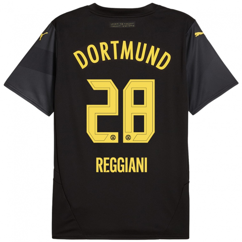 Kandiny Kinder Luca Reggiani #28 Schwarz Gelb Auswärtstrikot Trikot 2024/25 T-Shirt