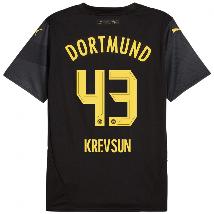 Kandiny Kinder Danylo Krevsun #43 Schwarz Gelb Auswärtstrikot Trikot 2024/25 T-Shirt