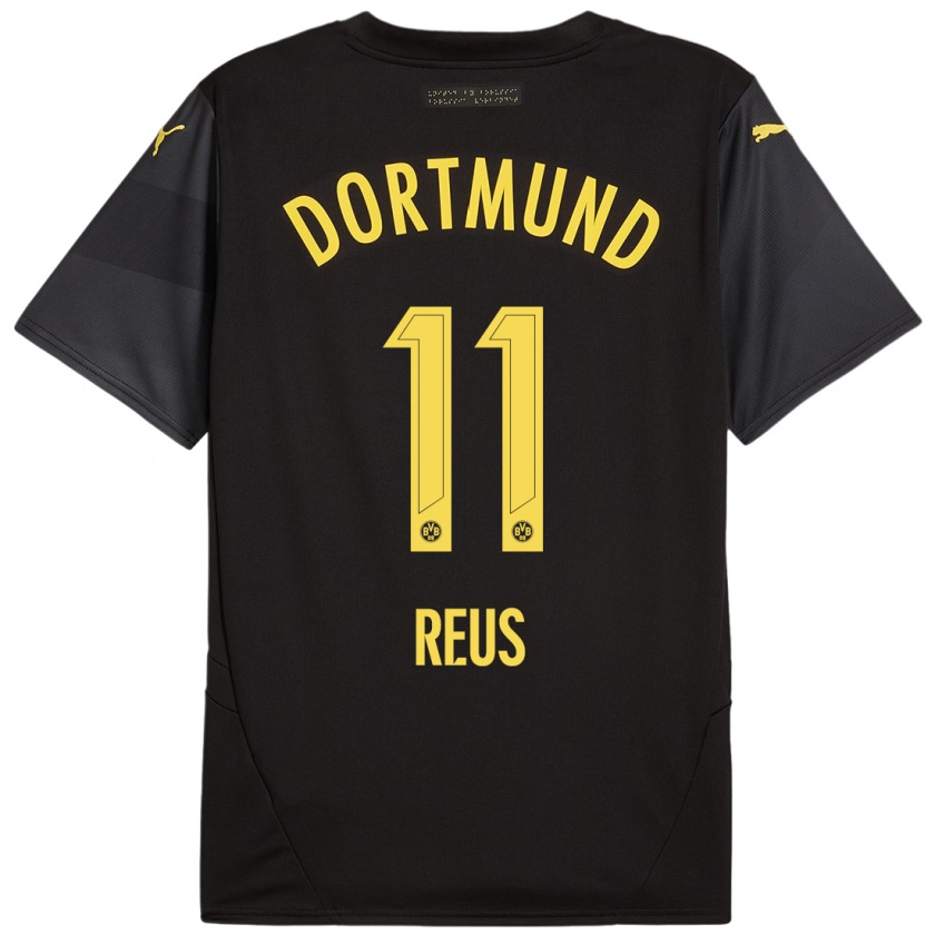 Kandiny Kinder Marco Reus #11 Schwarz Gelb Auswärtstrikot Trikot 2024/25 T-Shirt