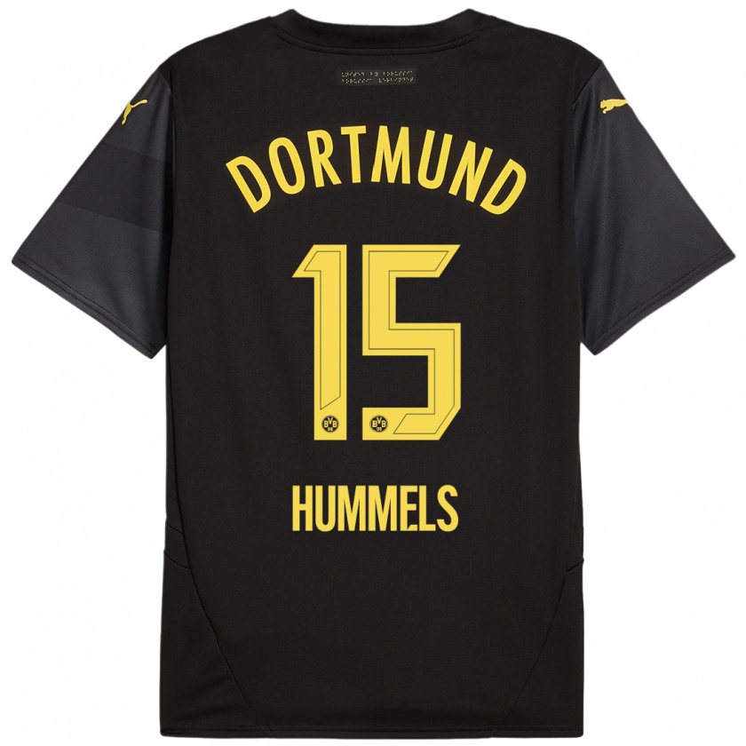 Kandiny Kinder Mats Hummels #15 Schwarz Gelb Auswärtstrikot Trikot 2024/25 T-Shirt