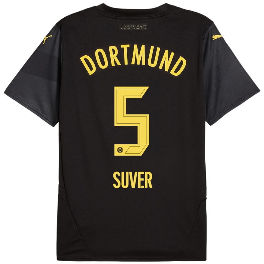 Kandiny Kinder Mario Suver #5 Schwarz Gelb Auswärtstrikot Trikot 2024/25 T-Shirt