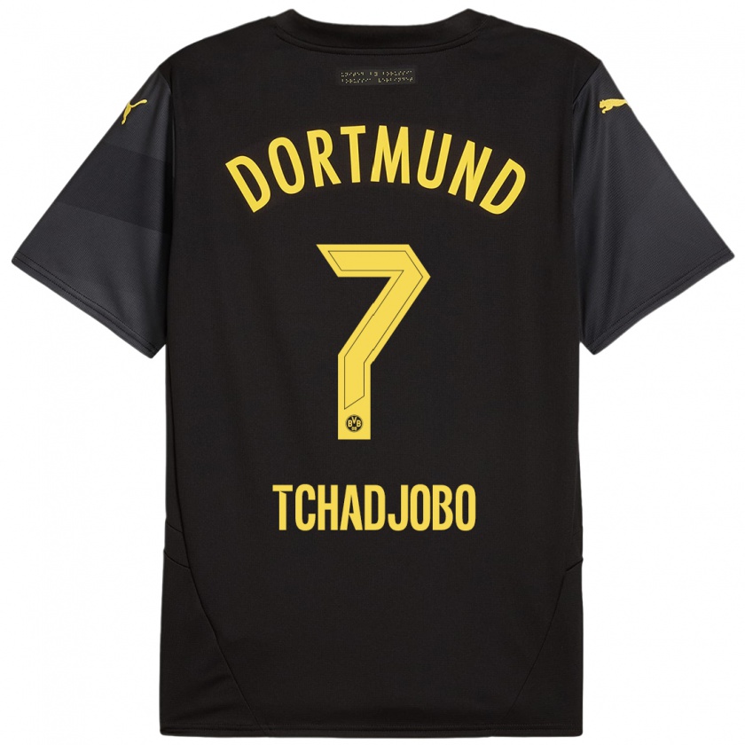 Kandiny Kinder Dia Tchadjobo #7 Schwarz Gelb Auswärtstrikot Trikot 2024/25 T-Shirt