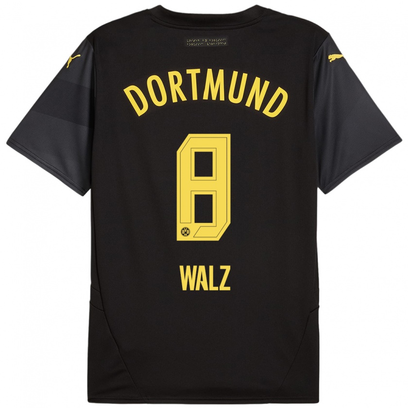 Kandiny Kinder Vasco Walz #8 Schwarz Gelb Auswärtstrikot Trikot 2024/25 T-Shirt