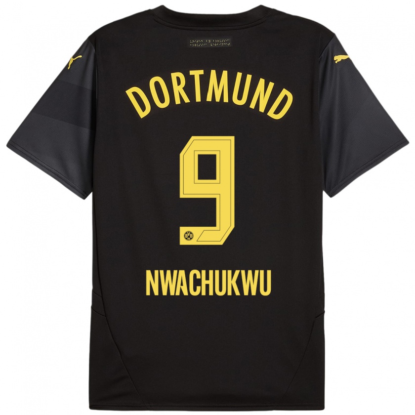 Kandiny Kinder Isaak Nwachukwu #9 Schwarz Gelb Auswärtstrikot Trikot 2024/25 T-Shirt