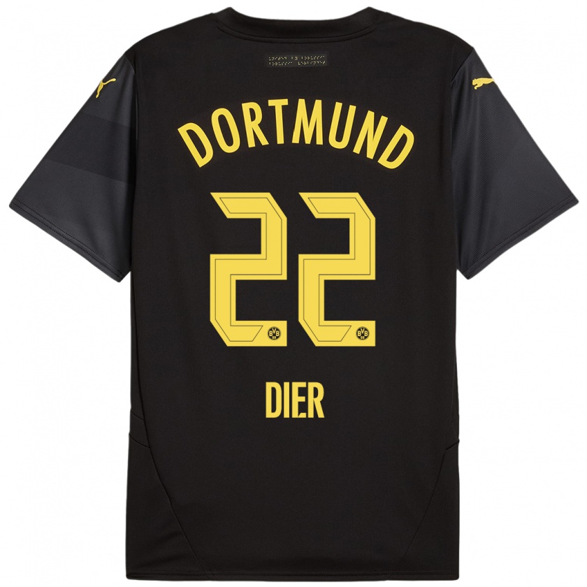 Kandiny Kinder Henrik Dier #22 Schwarz Gelb Auswärtstrikot Trikot 2024/25 T-Shirt