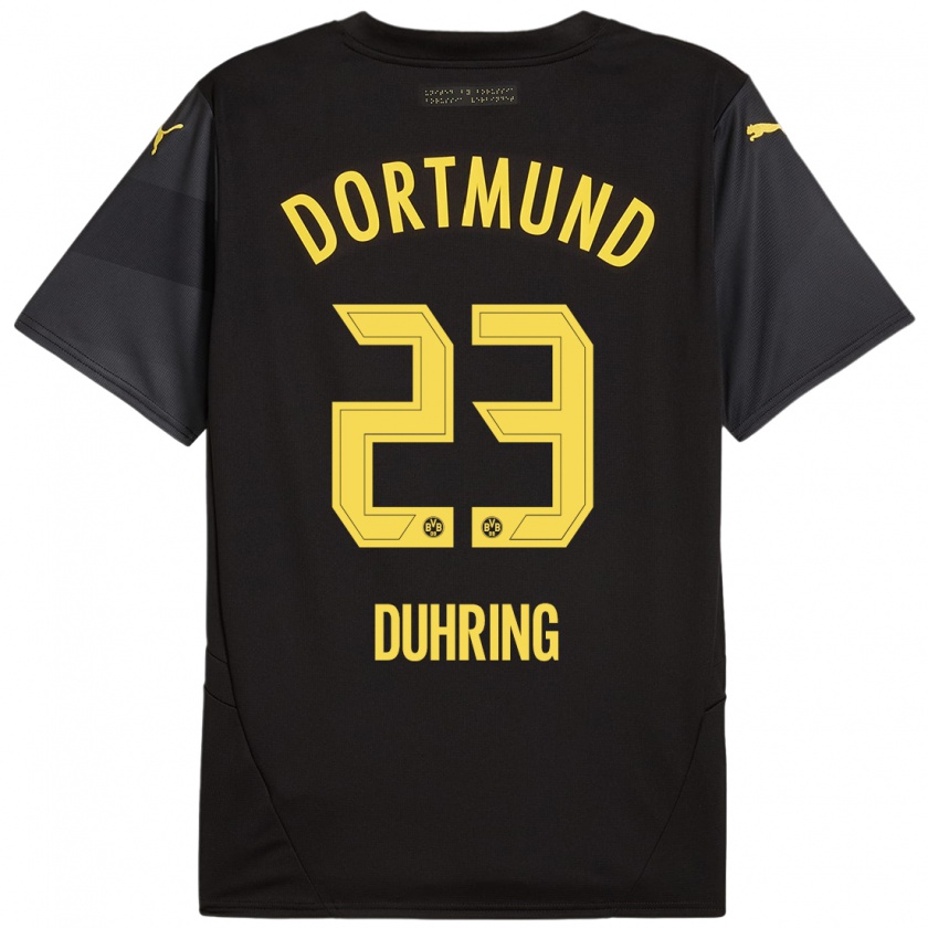 Kandiny Kinder Marc Niclas Duhring #23 Schwarz Gelb Auswärtstrikot Trikot 2024/25 T-Shirt