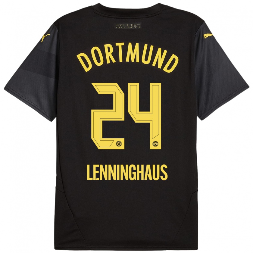 Kandiny Kinder Mika Lenninghaus #24 Schwarz Gelb Auswärtstrikot Trikot 2024/25 T-Shirt