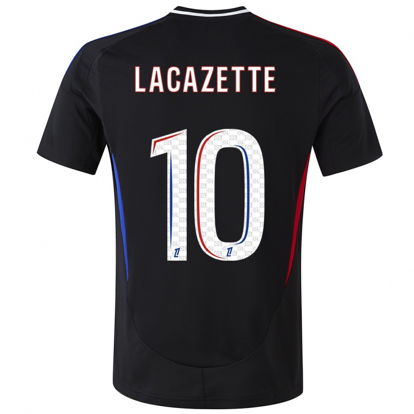 Kandiny Kinder Alexandre Lacazette #10 Schwarz Auswärtstrikot Trikot 2024/25 T-Shirt