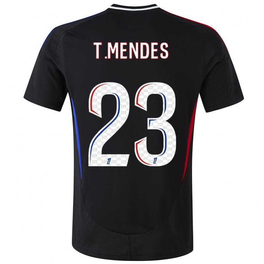 Kandiny Kinder Thiago Mendes #23 Schwarz Auswärtstrikot Trikot 2024/25 T-Shirt