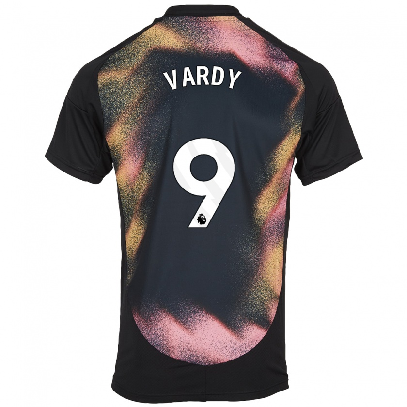 Kandiny Kinder Jamie Vardy #9 Schwarz Weiß Auswärtstrikot Trikot 2024/25 T-Shirt