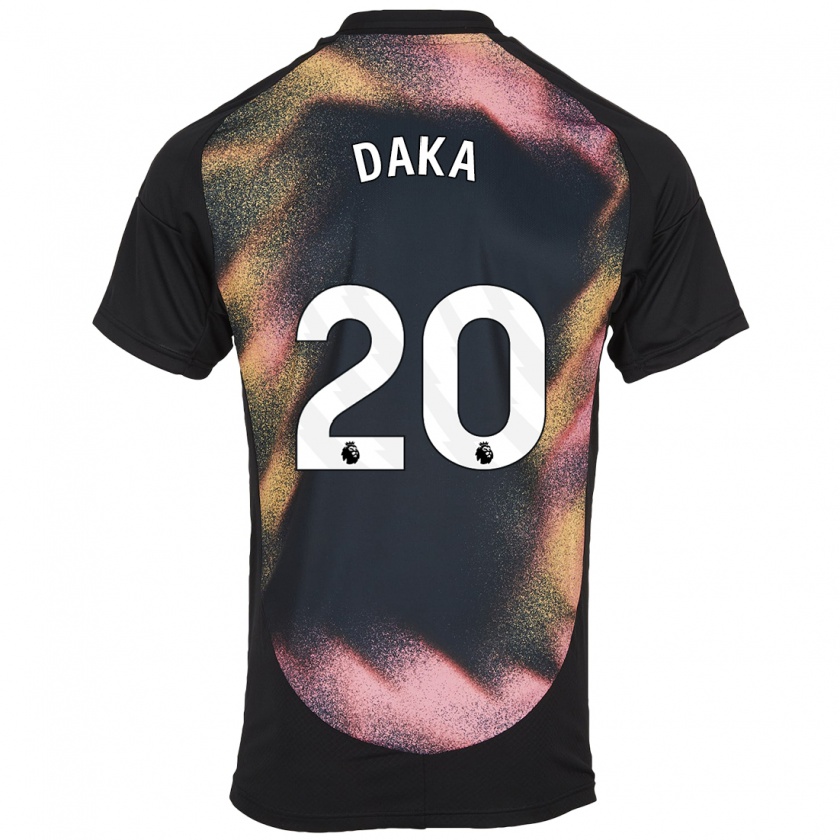 Kandiny Kinder Patson Daka #20 Schwarz Weiß Auswärtstrikot Trikot 2024/25 T-Shirt