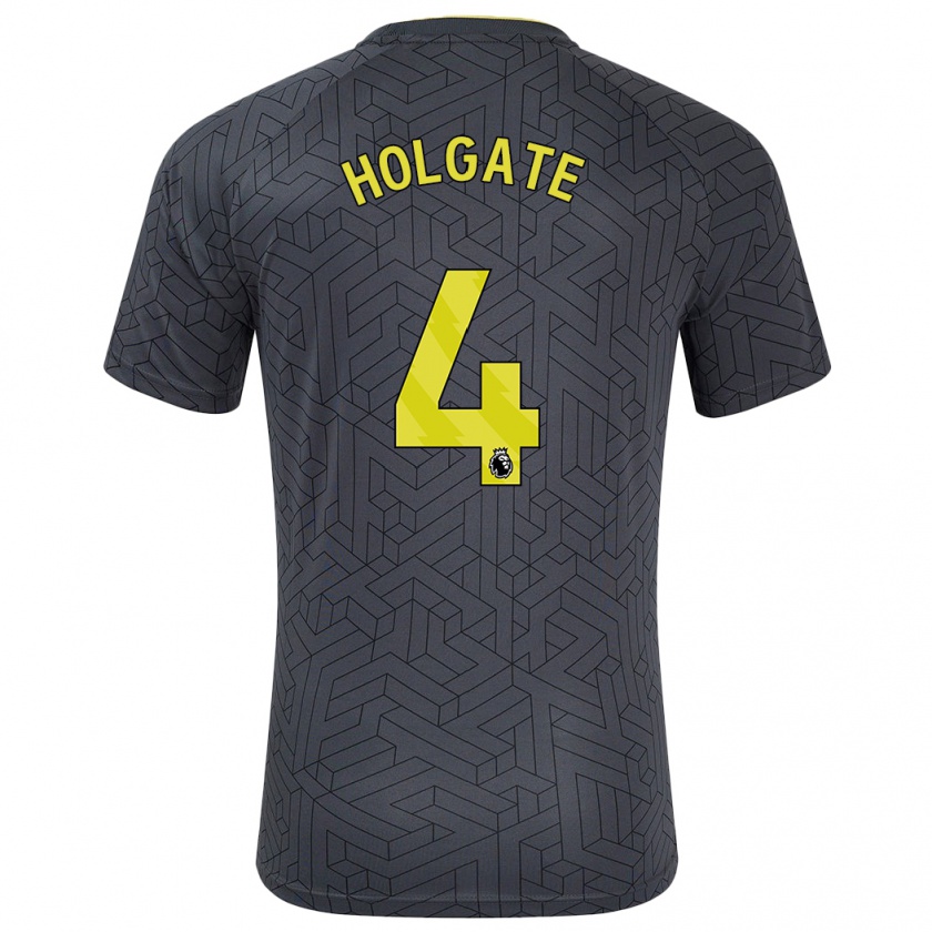 Kandiny Kinder Mason Holgate #4 Schwarz Gelb Auswärtstrikot Trikot 2024/25 T-Shirt