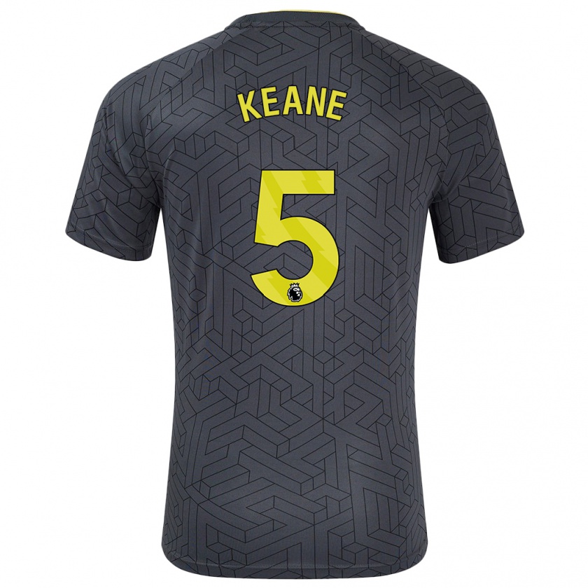 Kandiny Kinder Michael Keane #5 Schwarz Gelb Auswärtstrikot Trikot 2024/25 T-Shirt