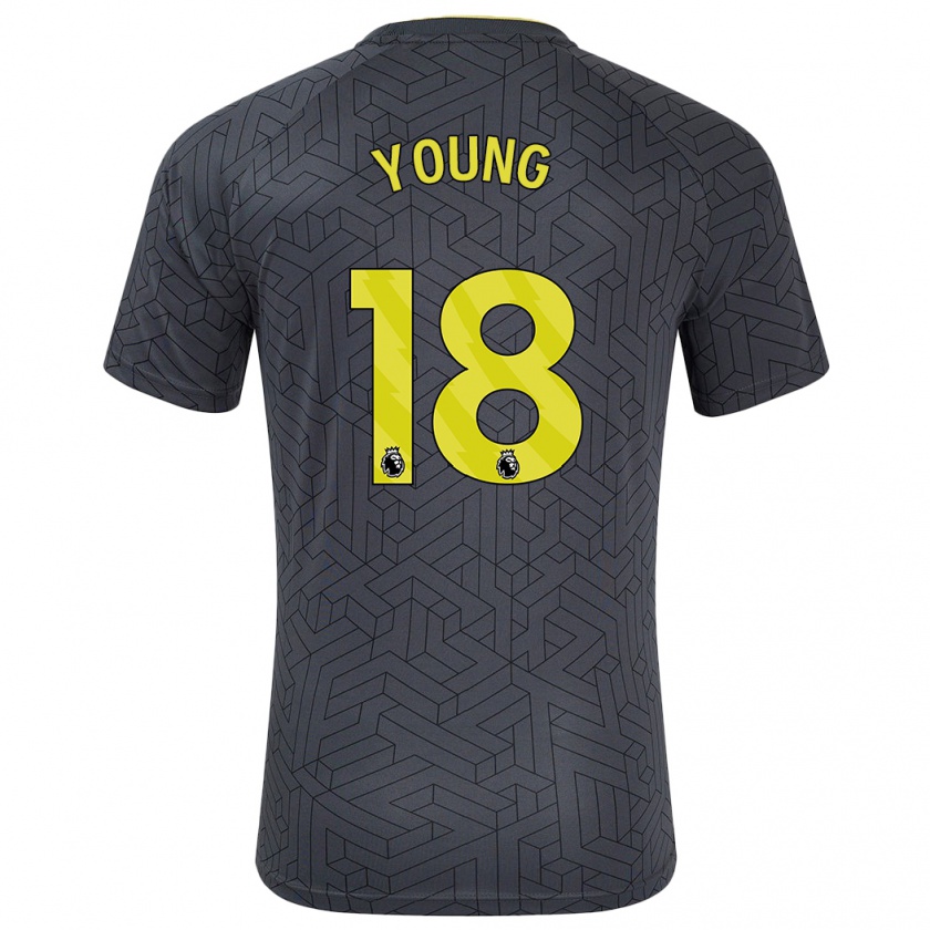 Kandiny Kinder Ashley Young #18 Schwarz Gelb Auswärtstrikot Trikot 2024/25 T-Shirt