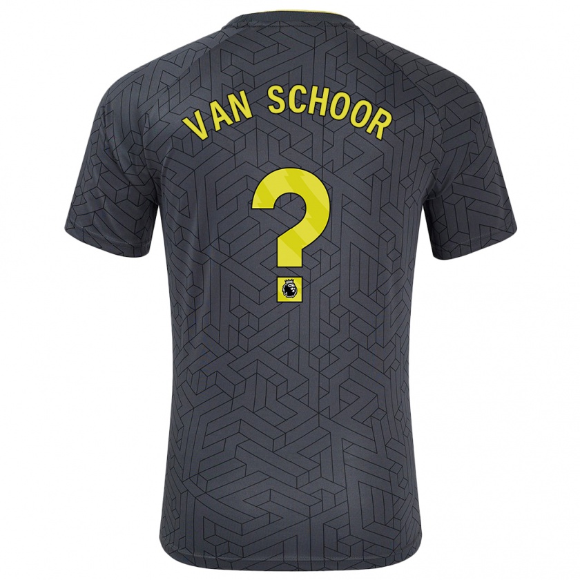 Kandiny Kinder Joshua Van Schoor #0 Schwarz Gelb Auswärtstrikot Trikot 2024/25 T-Shirt