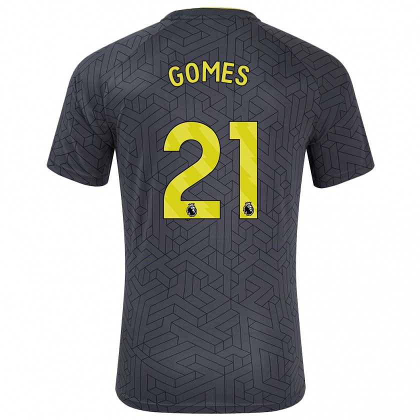 Kandiny Kinder André Gomes #21 Schwarz Gelb Auswärtstrikot Trikot 2024/25 T-Shirt