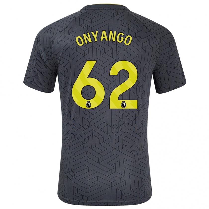 Kandiny Kinder Tyler Onyango #62 Schwarz Gelb Auswärtstrikot Trikot 2024/25 T-Shirt