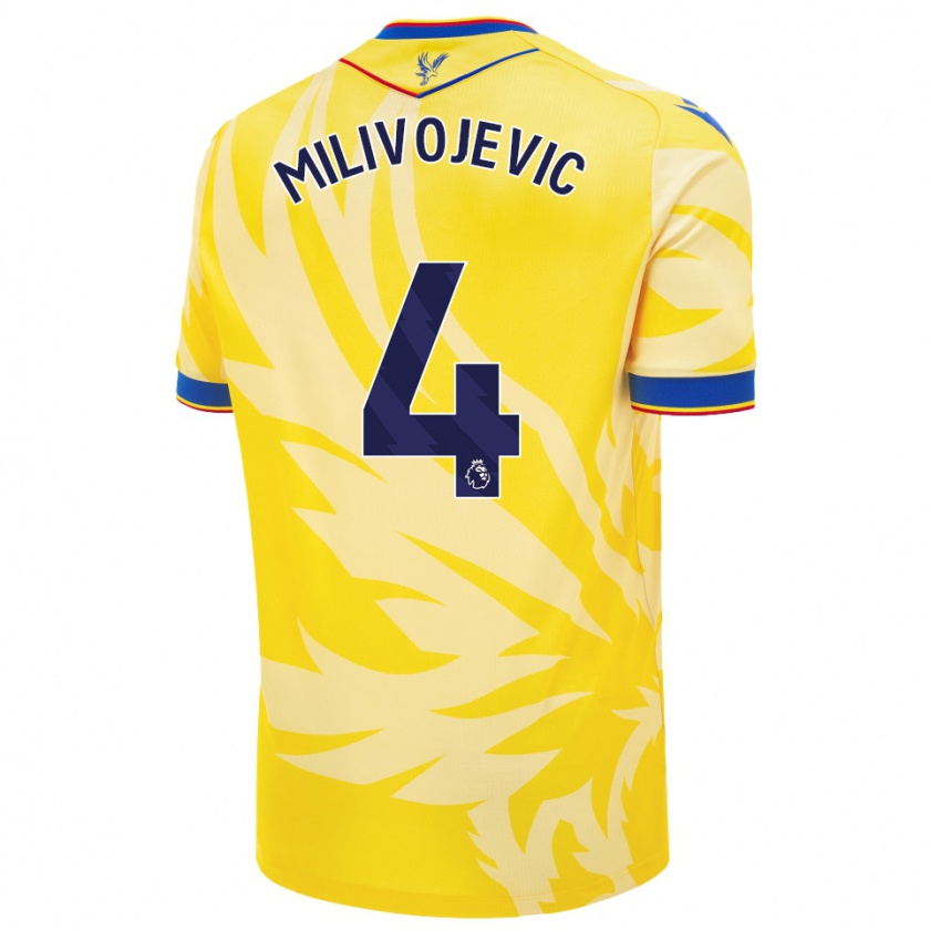 Kandiny Kinder Luka Milivojevic #4 Gelb Auswärtstrikot Trikot 2024/25 T-Shirt