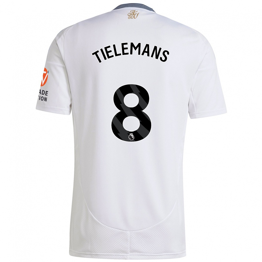 Kandiny Kinder Youri Tielemans #8 Weiß Auswärtstrikot Trikot 2024/25 T-Shirt