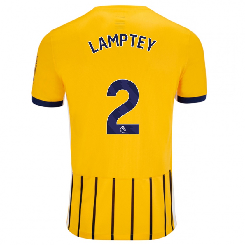 Kandiny Kinder Tariq Lamptey #2 Gold Blau Nadelstreifen Auswärtstrikot Trikot 2024/25 T-Shirt