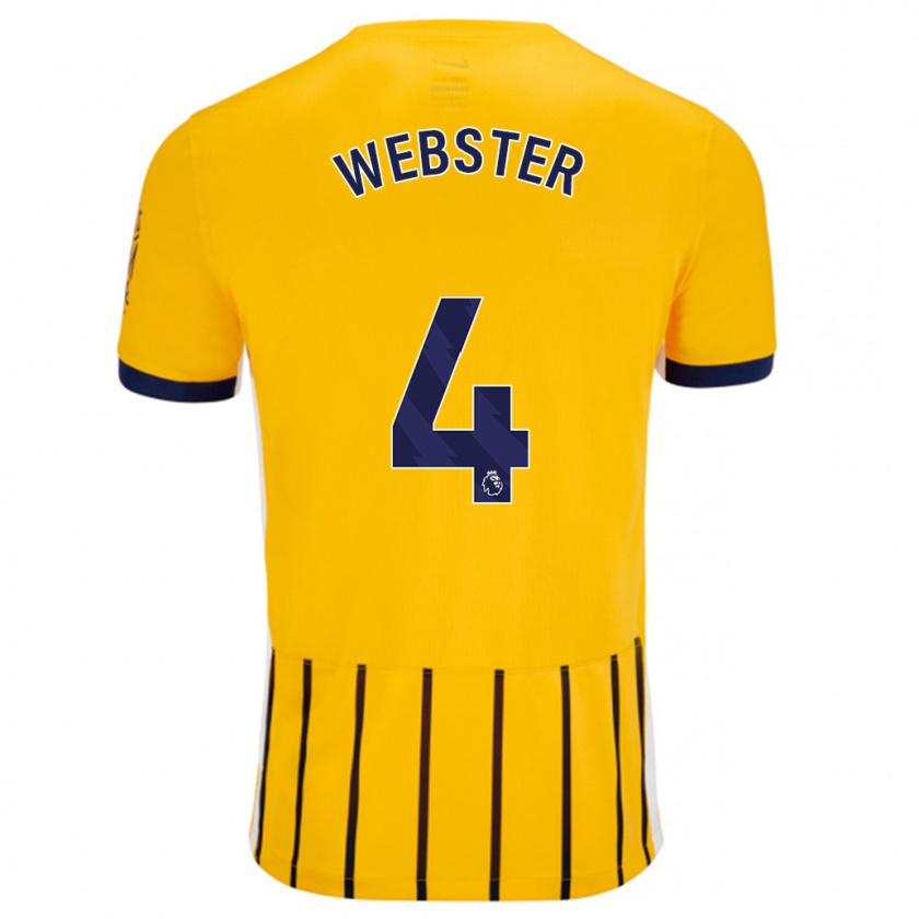 Kandiny Kinder Adam Webster #4 Gold Blau Nadelstreifen Auswärtstrikot Trikot 2024/25 T-Shirt