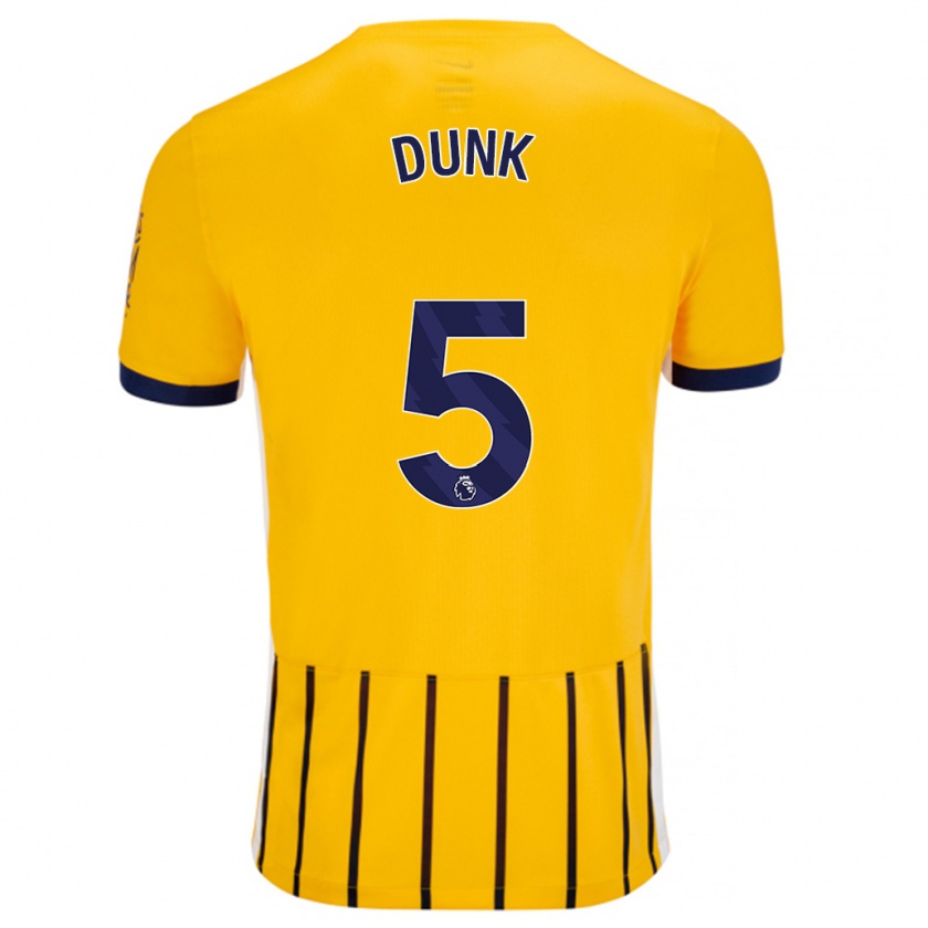 Kandiny Kinder Lewis Dunk #5 Gold Blau Nadelstreifen Auswärtstrikot Trikot 2024/25 T-Shirt