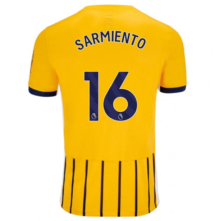 Kandiny Kinder Jeremy Sarmiento #16 Gold Blau Nadelstreifen Auswärtstrikot Trikot 2024/25 T-Shirt