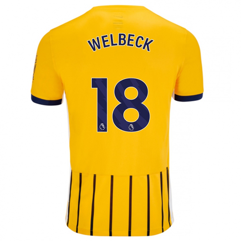 Kandiny Kinder Danny Welbeck #18 Gold Blau Nadelstreifen Auswärtstrikot Trikot 2024/25 T-Shirt