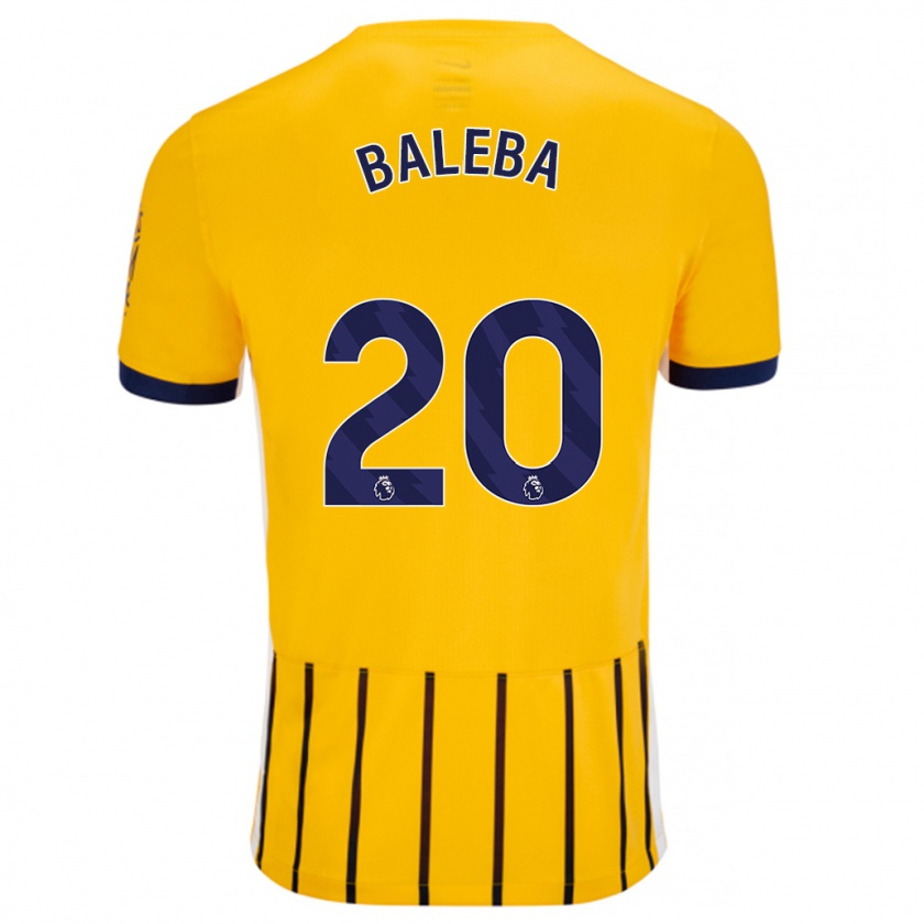 Kandiny Kinder Carlos Baleba #20 Gold Blau Nadelstreifen Auswärtstrikot Trikot 2024/25 T-Shirt