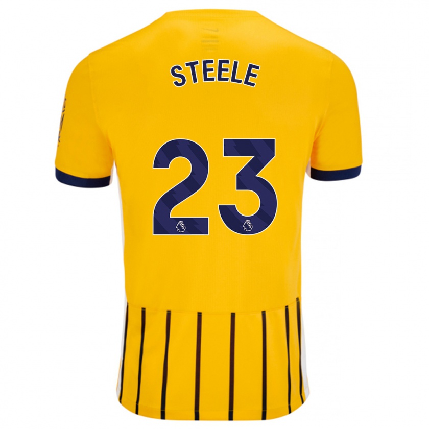 Kandiny Kinder Jason Steele #23 Gold Blau Nadelstreifen Auswärtstrikot Trikot 2024/25 T-Shirt