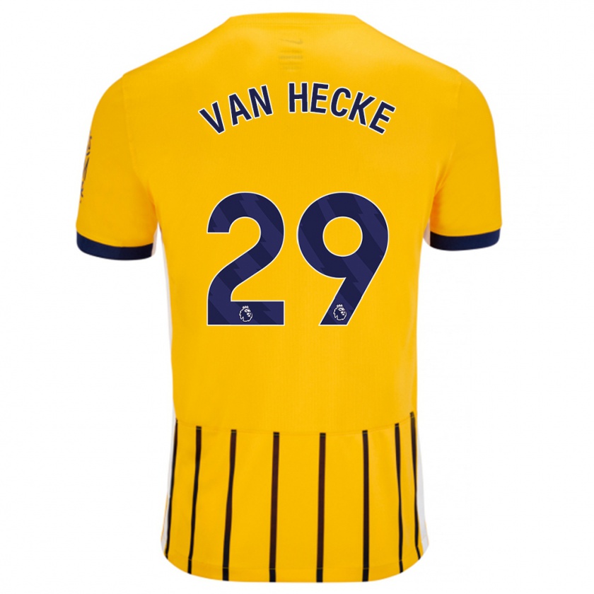 Kandiny Kinder Jan Paul Van Hecke #29 Gold Blau Nadelstreifen Auswärtstrikot Trikot 2024/25 T-Shirt