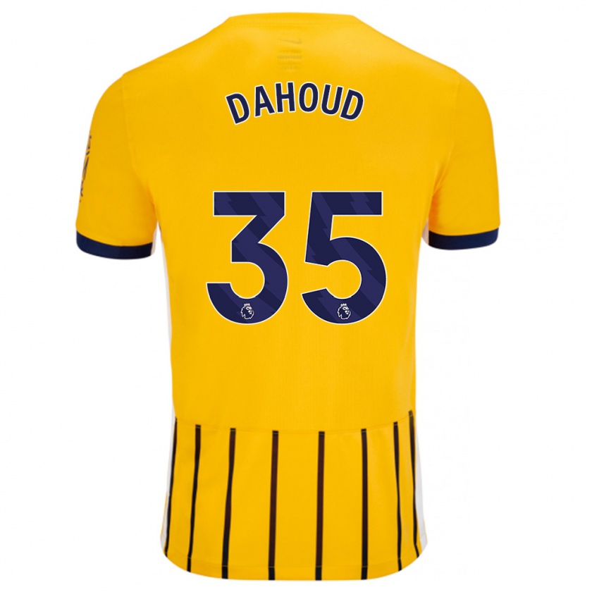 Kandiny Kinder Mahmoud Dahoud #35 Gold Blau Nadelstreifen Auswärtstrikot Trikot 2024/25 T-Shirt