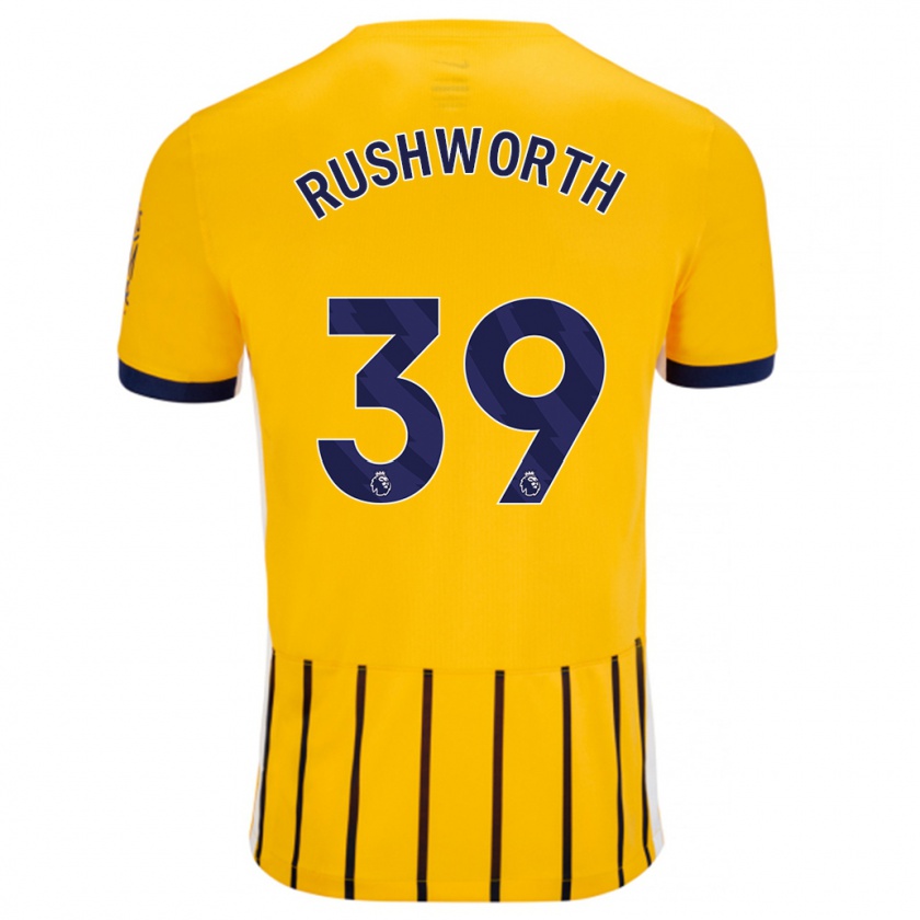 Kandiny Kinder Carl Rushworth #39 Gold Blau Nadelstreifen Auswärtstrikot Trikot 2024/25 T-Shirt