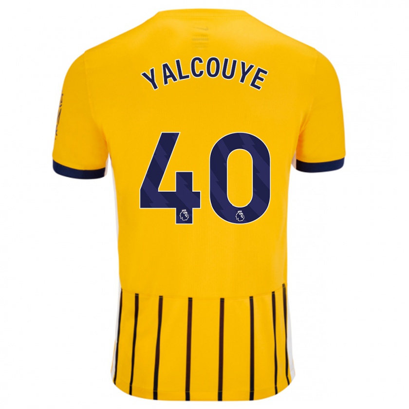 Kandiny Kinder Malick Junior Yalcouyé #40 Gold Blau Nadelstreifen Auswärtstrikot Trikot 2024/25 T-Shirt