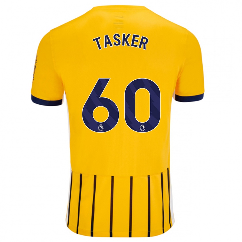 Kandiny Kinder Charlie Tasker #60 Gold Blau Nadelstreifen Auswärtstrikot Trikot 2024/25 T-Shirt