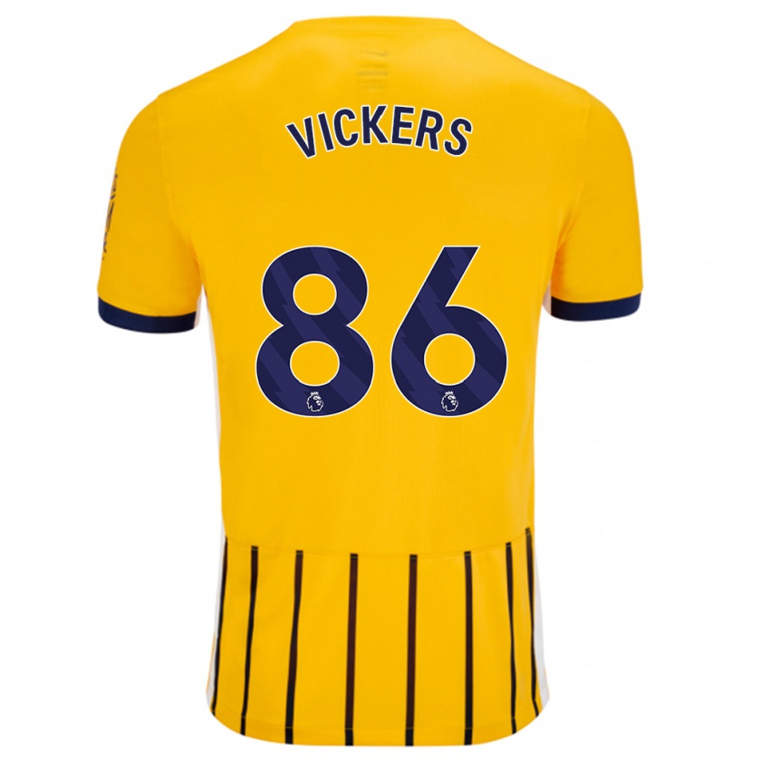 Kandiny Kinder Jacob Vickers #86 Gold Blau Nadelstreifen Auswärtstrikot Trikot 2024/25 T-Shirt