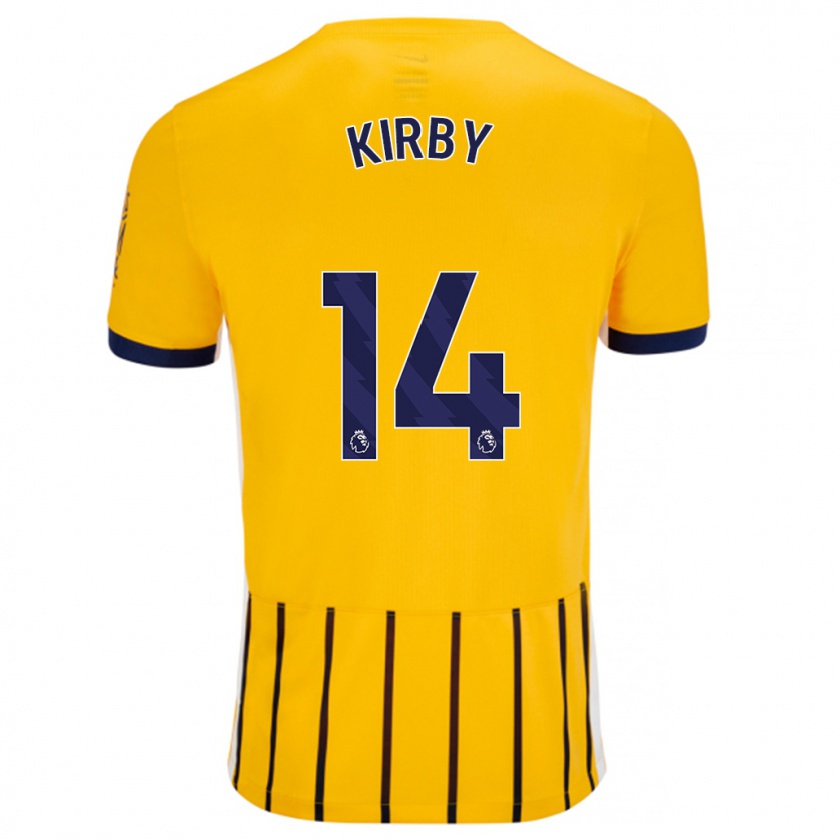 Kandiny Kinder Fran Kirby #14 Gold Blau Nadelstreifen Auswärtstrikot Trikot 2024/25 T-Shirt