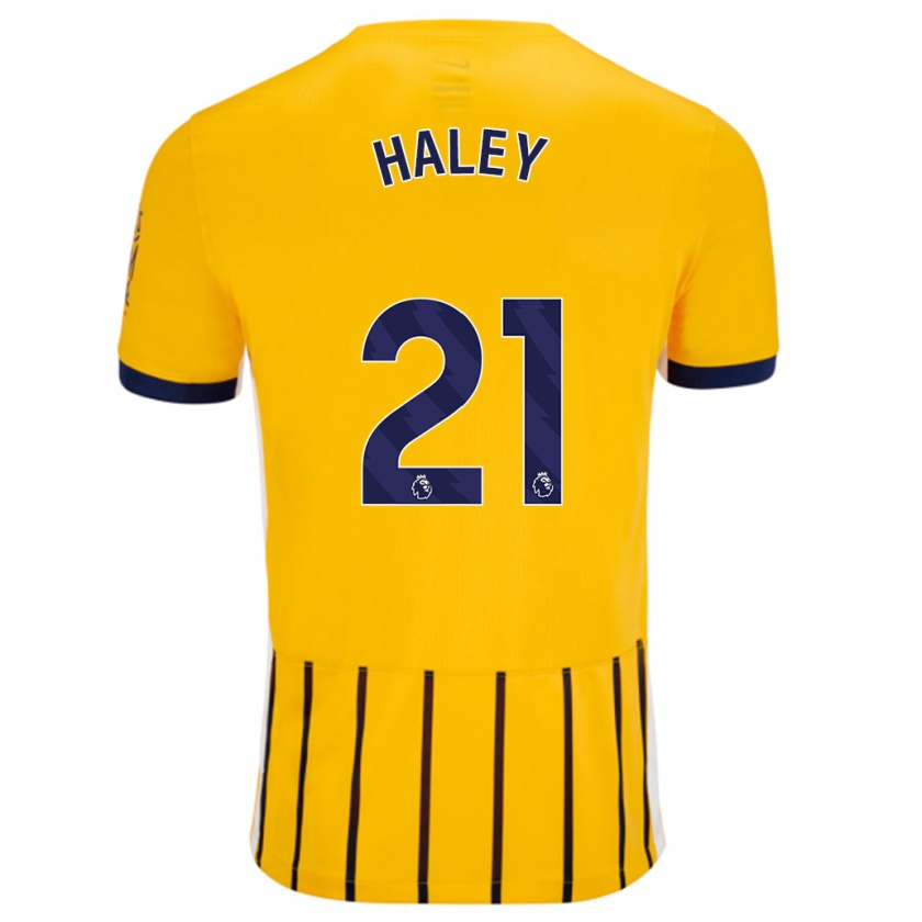 Kandiny Kinder Madison Haley #21 Gold Blau Nadelstreifen Auswärtstrikot Trikot 2024/25 T-Shirt