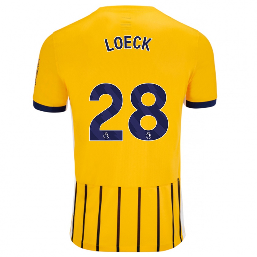 Kandiny Kinder Melina Loeck #28 Gold Blau Nadelstreifen Auswärtstrikot Trikot 2024/25 T-Shirt