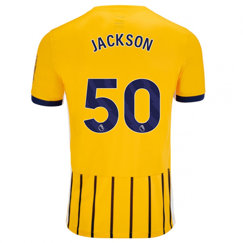 Kandiny Kinder Ben Jackson #50 Gold Blau Nadelstreifen Auswärtstrikot Trikot 2024/25 T-Shirt