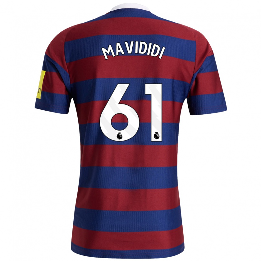 Kandiny Kinder Shaun Mavididi #61 Burgunderrot Marineblau Auswärtstrikot Trikot 2024/25 T-Shirt