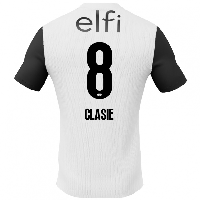 Kandiny Kinder Jordy Clasie #8 Weiß Schwarz Auswärtstrikot Trikot 2024/25 T-Shirt