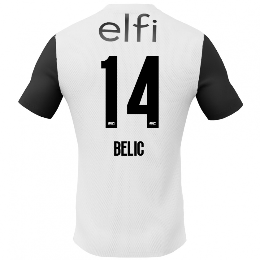 Kandiny Kinder Kristijan Belic #14 Weiß Schwarz Auswärtstrikot Trikot 2024/25 T-Shirt