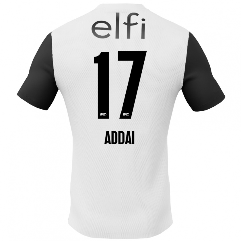 Kandiny Kinder Jayden Addai #17 Weiß Schwarz Auswärtstrikot Trikot 2024/25 T-Shirt