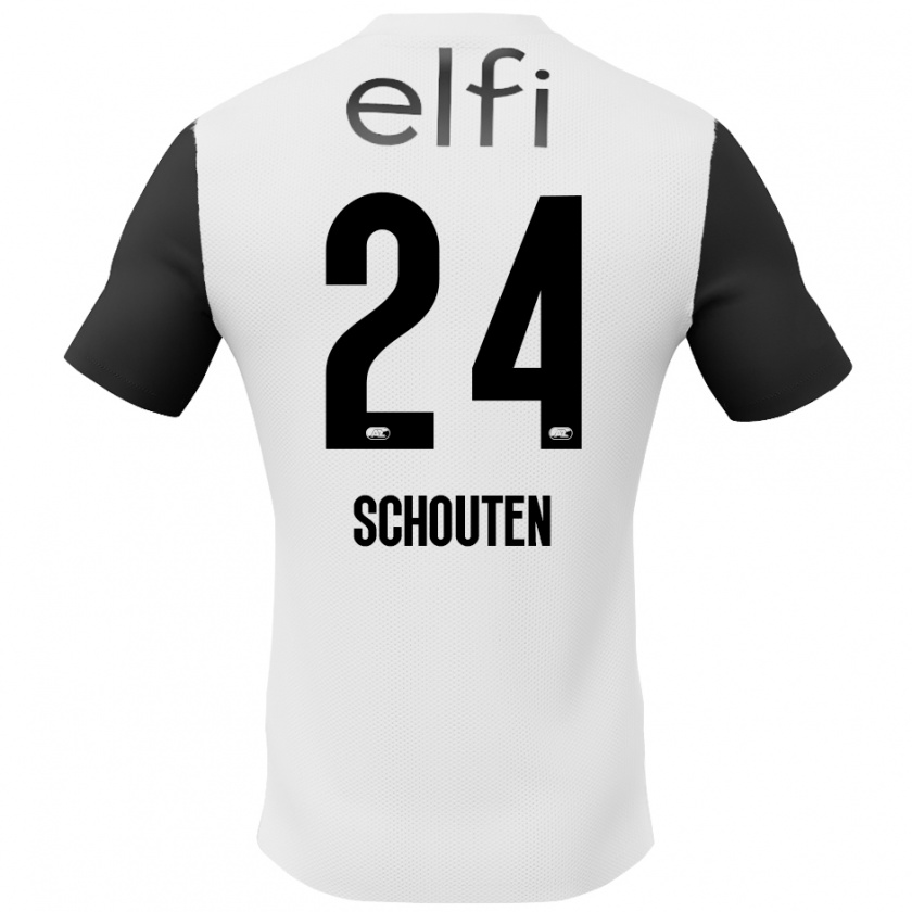 Kandiny Kinder Lewis Schouten #24 Weiß Schwarz Auswärtstrikot Trikot 2024/25 T-Shirt