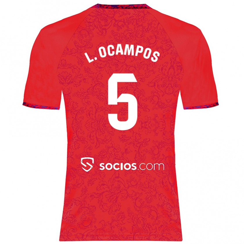 Kandiny Kinder Lucas Ocampos #5 Rot Auswärtstrikot Trikot 2024/25 T-Shirt