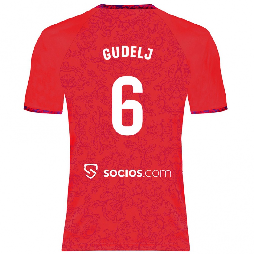 Kandiny Kinder Nemanja Gudelj #6 Rot Auswärtstrikot Trikot 2024/25 T-Shirt