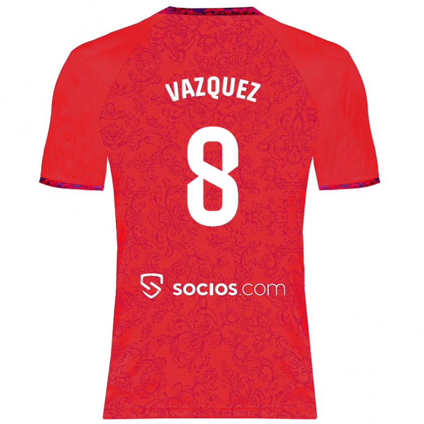 Kandiny Kinder Manolo Vázquez #8 Rot Auswärtstrikot Trikot 2024/25 T-Shirt